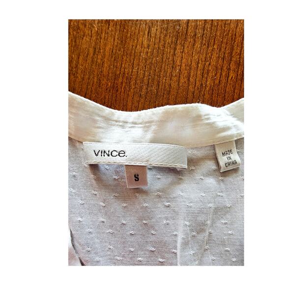 Vince Gauze Sheer White Front Pleated Feminine Sexy Blouse, 3/4 Sleeve Sz S - Picture 10 of 12
